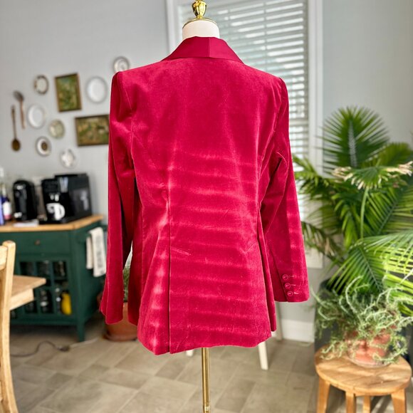 Stunning Red Velvet & Satin Cabi Ford Tuxedo Blazer Style 4623 Sz L - Picture 7 of 16